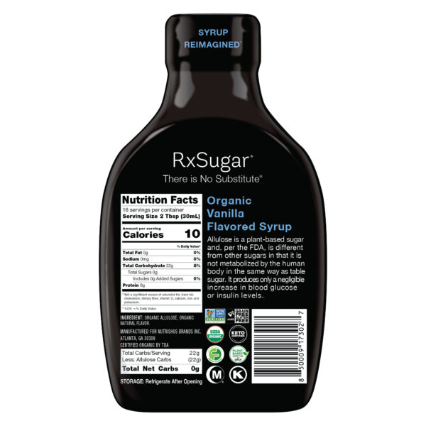 RxSugar Organic Vanilla Syrup - Image 2